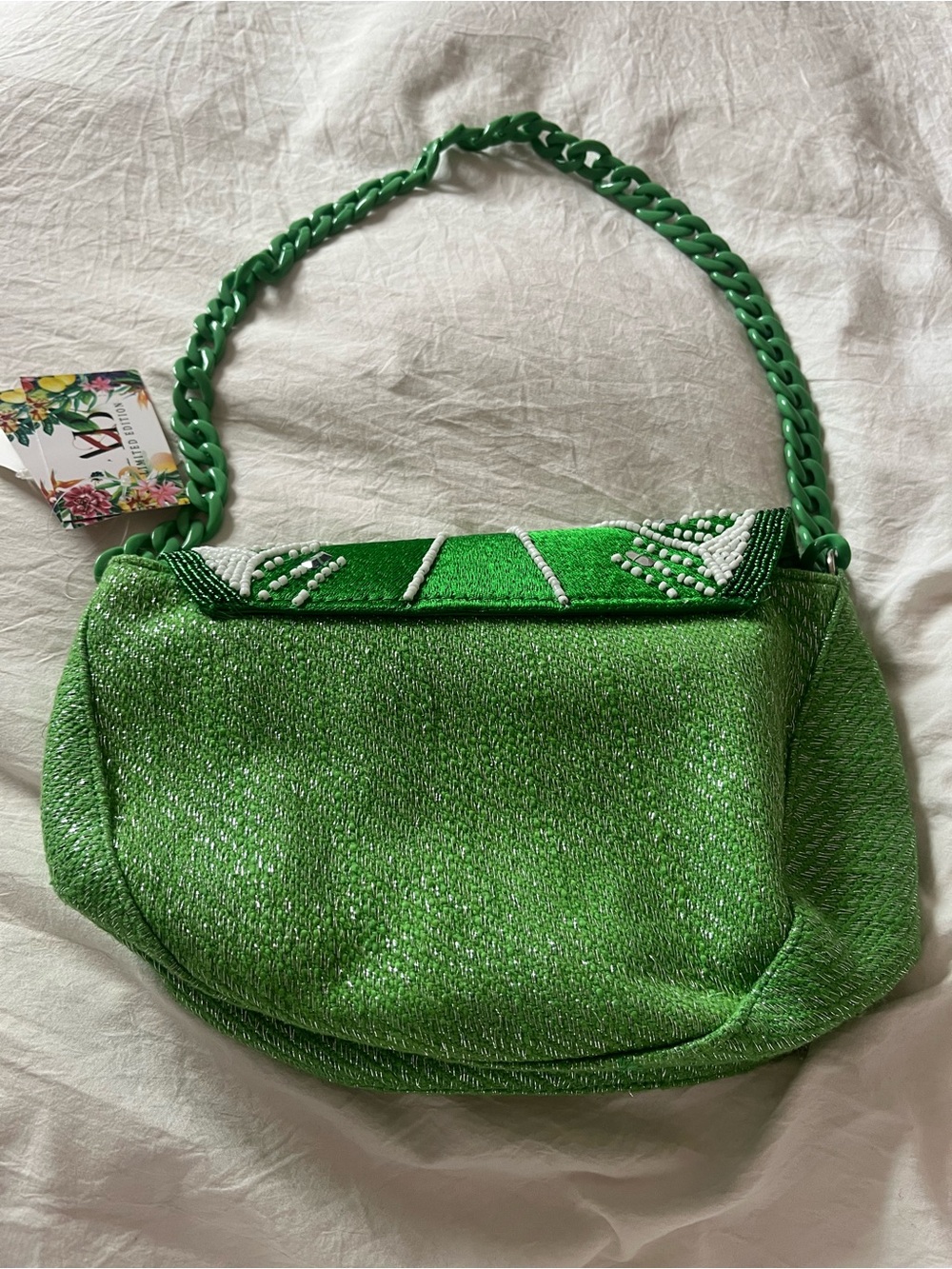 Viral Green Beaded Lime Shoulder Bag - Picture 3 of 3